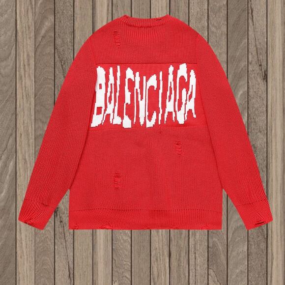 Balenciaga Women's Round Neck Red Sweater - Picture 1 of 6